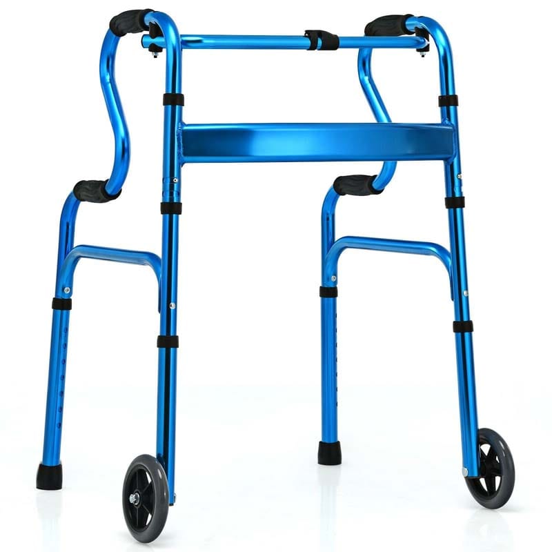 3-in-1 Folding Walker with 5" Wheels & Bi-Level Handrails, 440lbs Heavy Duty Walking Mobility Aid