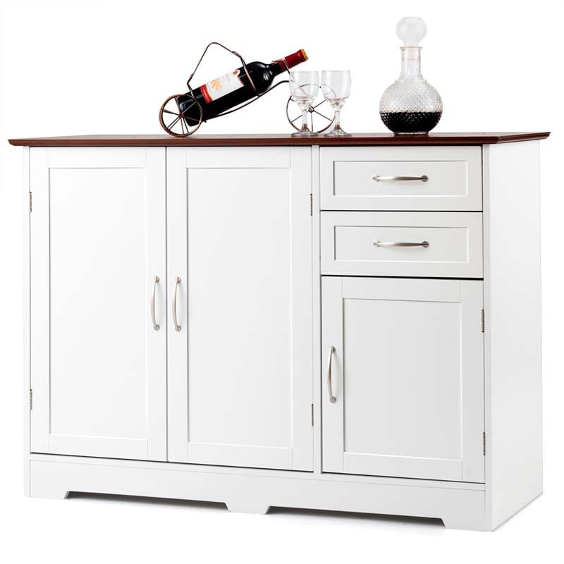 Buffet Storage Cabinet with 3 Doors, 2 Drawers & Adjustable Shelf, Farmhouse Sideboard Console Table for Kitchen, Dining Room & Coffee Bar