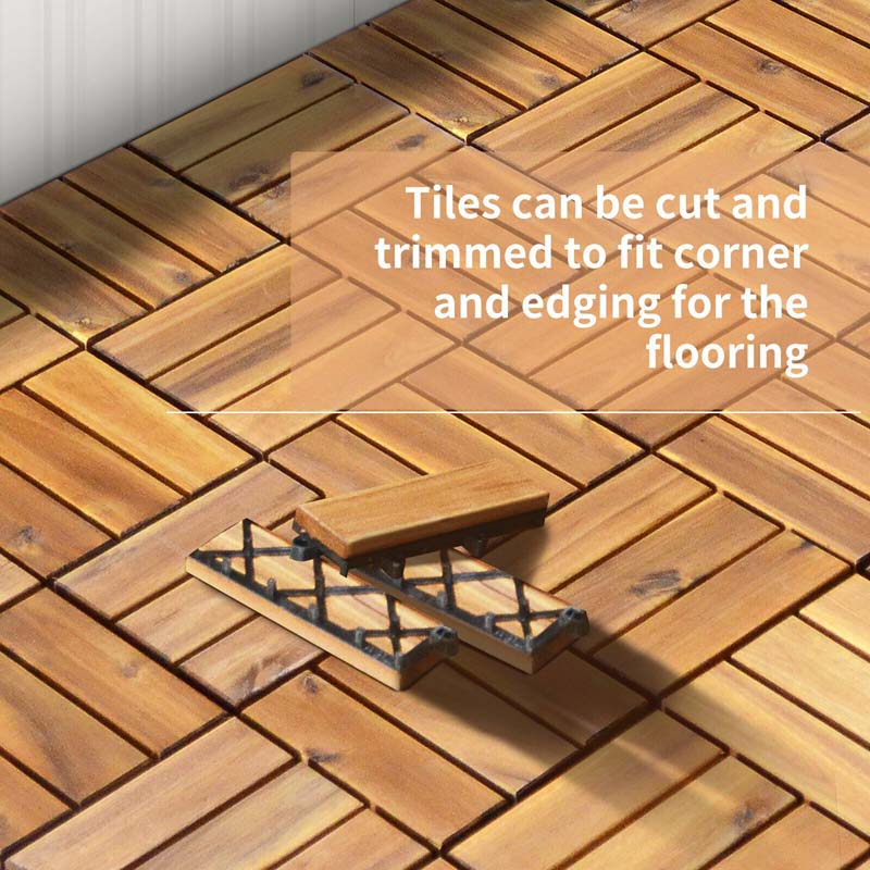 27PCS 12"x12" Acacia Wood Interlocking Deck Tiles, 27 Sq.Ft Waterproof Flooring Patio Pavers for Indoor Outdoor, Tool-Free Assembly