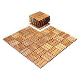 27PCS 12"x12" Acacia Wood Interlocking Deck Tiles, 27 Sq.Ft Waterproof Flooring Patio Pavers for Indoor Outdoor, Tool-Free Assembly
