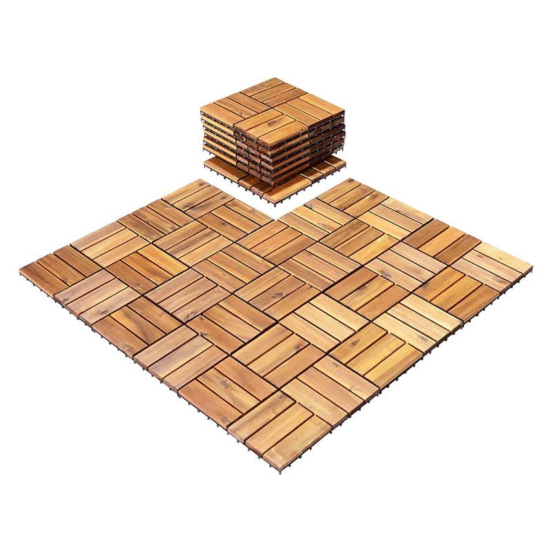27PCS 12"x12" Acacia Wood Interlocking Deck Tiles, 27 Sq.Ft Waterproof Flooring Patio Pavers for Indoor Outdoor, Tool-Free Assembly