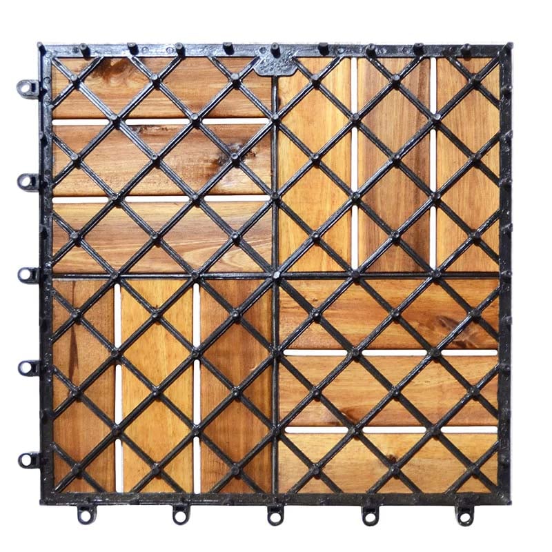 27PCS 12"x12" Acacia Wood Interlocking Deck Tiles, 27 Sq.Ft Waterproof Flooring Patio Pavers for Indoor Outdoor, Tool-Free Assembly