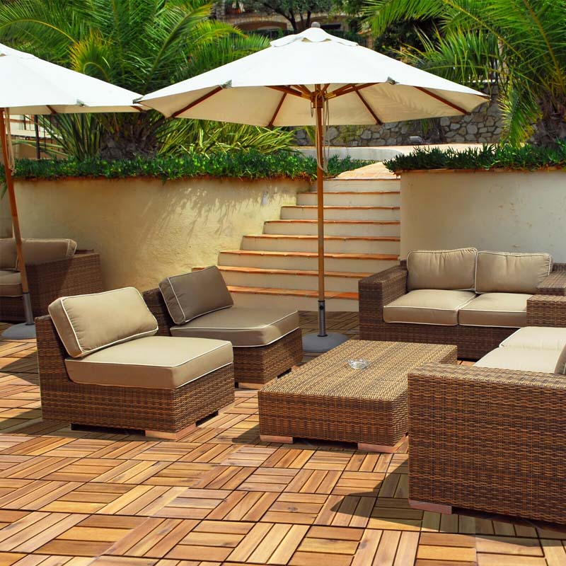 27PCS 12"x12" Acacia Wood Interlocking Deck Tiles, 27 Sq.Ft Waterproof Flooring Patio Pavers for Indoor Outdoor, Tool-Free Assembly