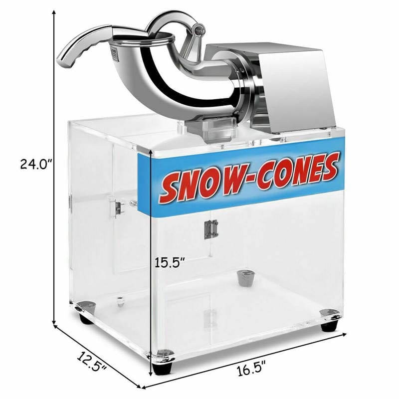 440LBS/H Electric Snow Cone Machine Ice Crusher Shaver with Dual Blades, 110V Stainless Steel Shaved Ice Machine for Home Commercial Use