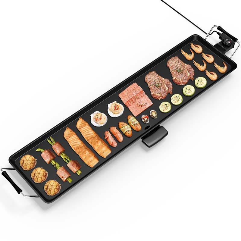 35" Extra Long Nonstick Electric Griddle, BBQ Teppanyaki Table Top Grill Griddle with Adjustable Temperature & Drip Tray