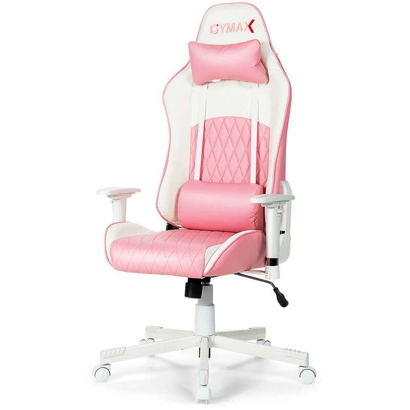 Pink Gaming Chair Recliner, High Back Ergonomic PC Racing Chair, Fully Adjustable Swivel Office Chair with Headrest & Lumbar Support