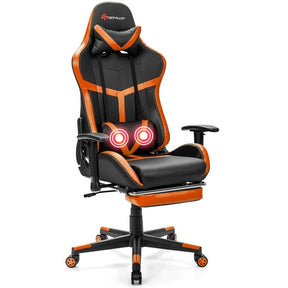 Computer Gaming Chair, Ergonomic High Back Massage Racing Chair, Swivel Office Chair with Footrest & Adjustable Armrests