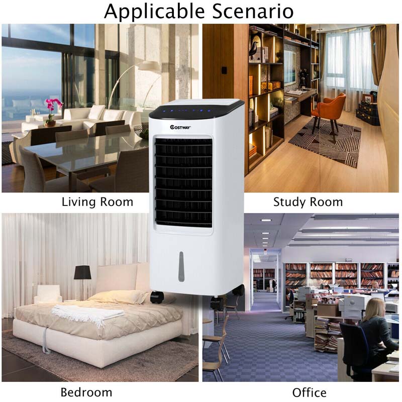 Portable Evaporative Cooler Fan Humidifier with Remote Control, 3 Speeds, 7.5H Timer, 7L Water Tank