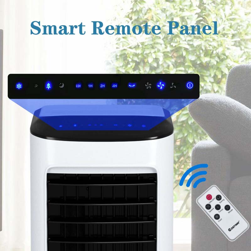 Portable Evaporative Cooler Fan Humidifier with Remote Control, 3 Speeds, 7.5H Timer, 7L Water Tank