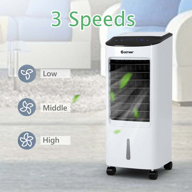 Portable Evaporative Cooler Fan Humidifier with Remote Control, 3 Speeds, 7.5H Timer, 7L Water Tank