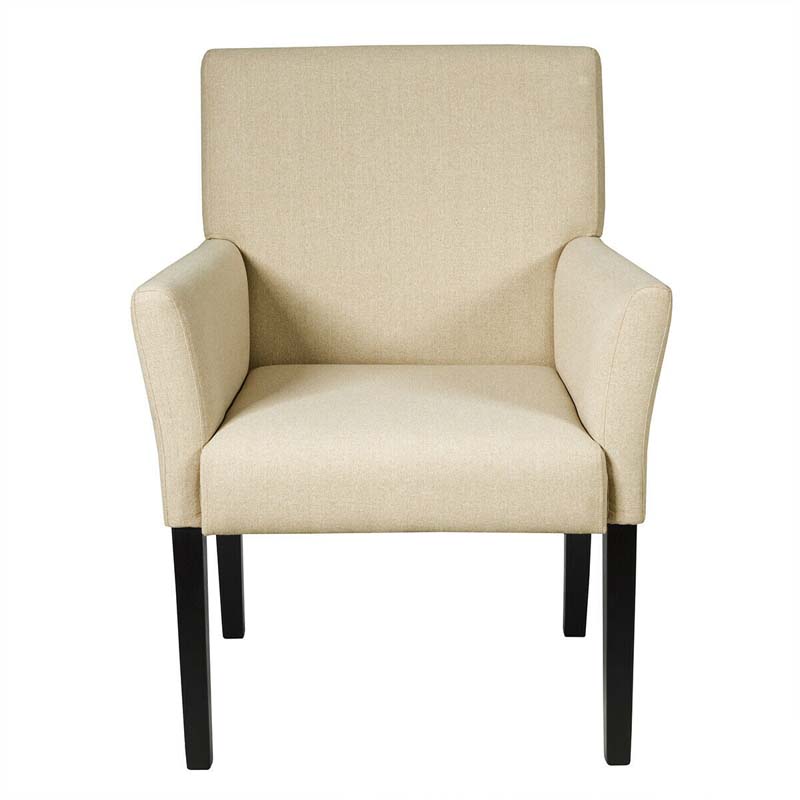Fabric Upholstered Executive Guest Chair, Waiting Room Reception Chair with Padded Arms & Solid Rubber Wood Legs for Office Meeting Rooms