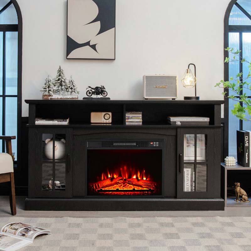 58" TV Console with 23" Fireplace Insert, Fireplace TV Stand for TVs up to 65 Inches, 1400W Electric Fireplace Heater