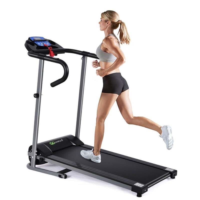 Electric Folding Treadmill, Motorized Jogging Running Machine with LCD Monitor & Device Holder, Heart Rate Sensor