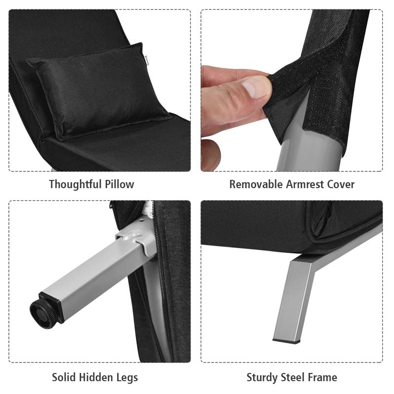 4-in-1 Convertible Sleeper Chair Bed, Folding Sofa Bed with 6-Position Adjustable Backrest & Pillow, Armchair Lounge Couch for Living Room