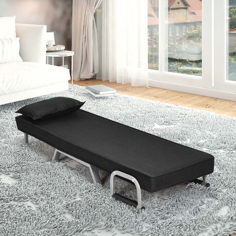 4-in-1 Convertible Sleeper Chair Bed, Folding Sofa Bed with 6-Position Adjustable Backrest & Pillow, Armchair Lounge Couch for Living Room