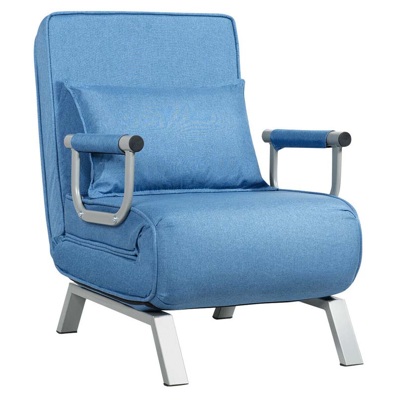 4-in-1 Convertible Sleeper Chair Bed, Folding Sofa Bed with 6-Position Adjustable Backrest & Pillow, Armchair Lounge Couch for Living Room
