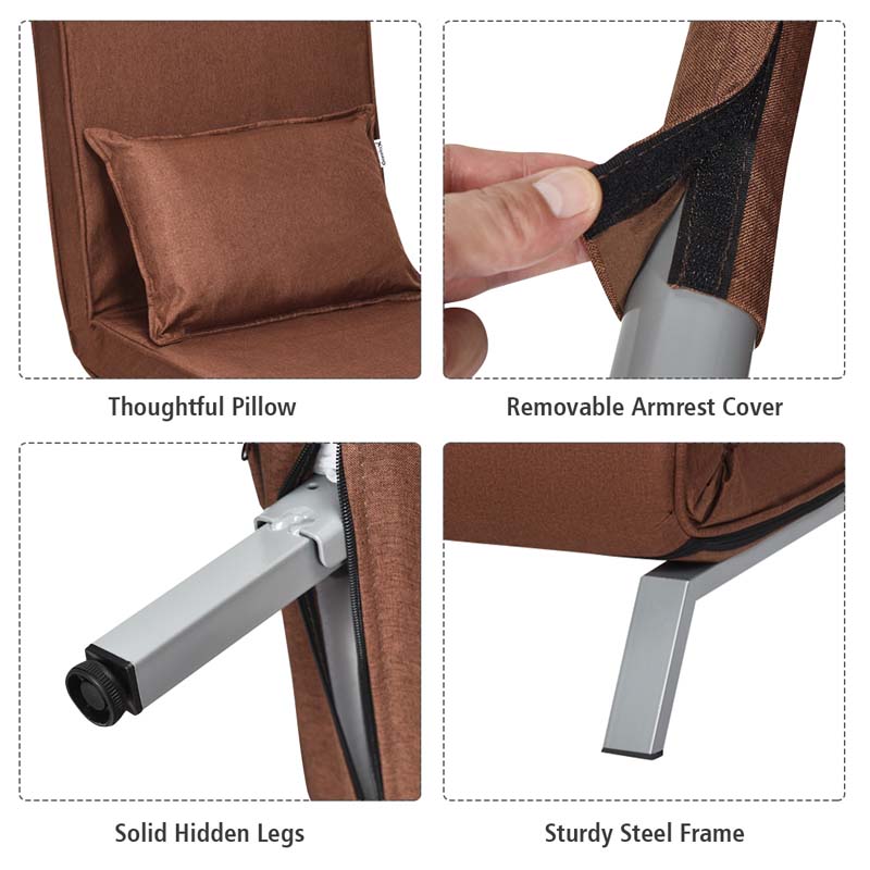 4-in-1 Convertible Sleeper Chair Bed, Folding Sofa Bed with 6-Position Adjustable Backrest & Pillow, Armchair Lounge Couch for Living Room