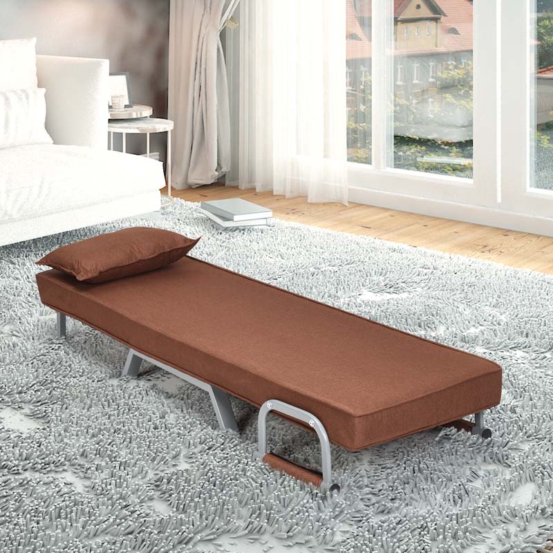 4-in-1 Convertible Sleeper Chair Bed, Folding Sofa Bed with 6-Position Adjustable Backrest & Pillow, Armchair Lounge Couch for Living Room