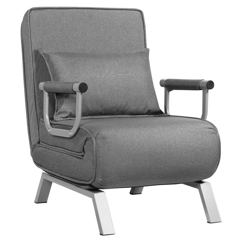 4-in-1 Convertible Sleeper Chair Bed, Folding Sofa Bed with 6-Position Adjustable Backrest & Pillow, Armchair Lounge Couch for Living Room