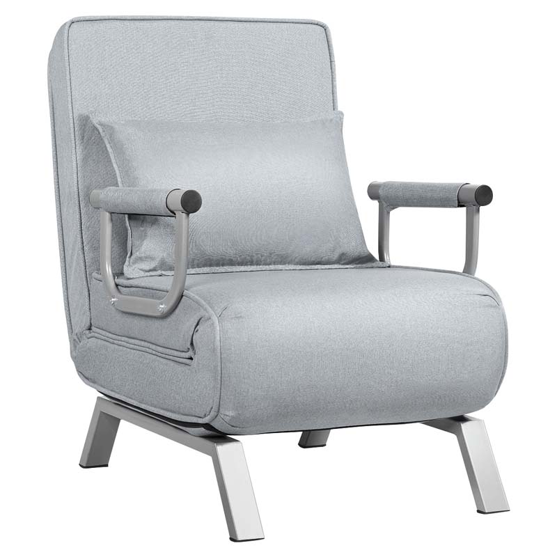 4-in-1 Convertible Sleeper Chair Bed, Folding Sofa Bed with 6-Position Adjustable Backrest & Pillow, Armchair Lounge Couch for Living Room