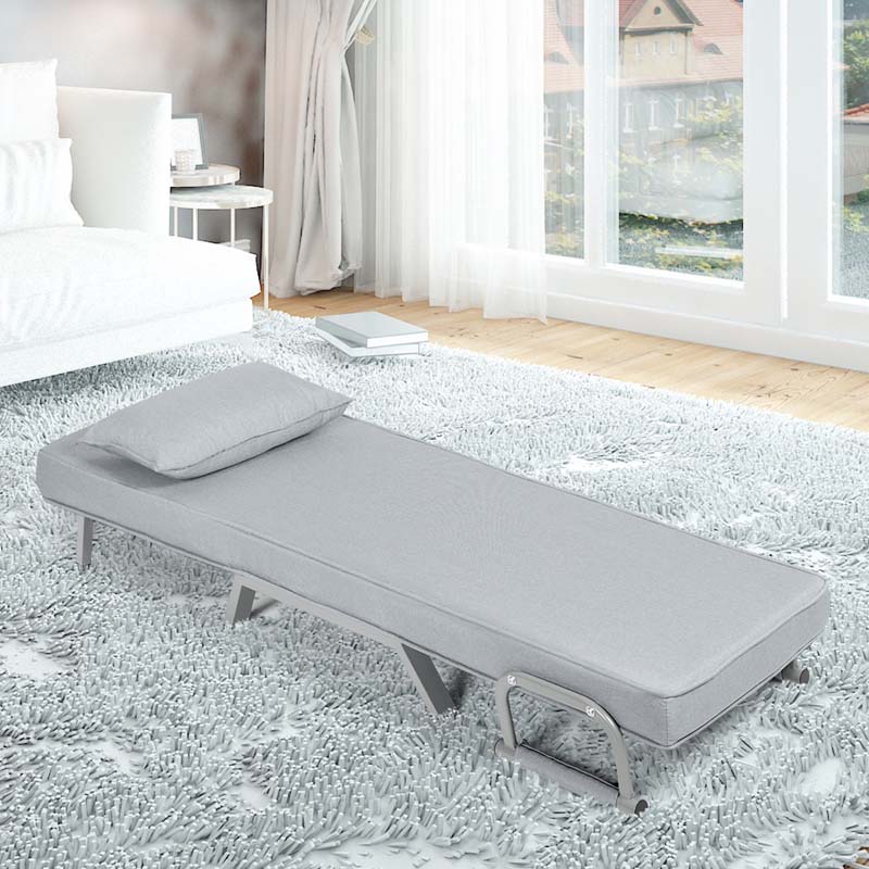 4-in-1 Convertible Sleeper Chair Bed, Folding Sofa Bed with 6-Position Adjustable Backrest & Pillow, Armchair Lounge Couch for Living Room