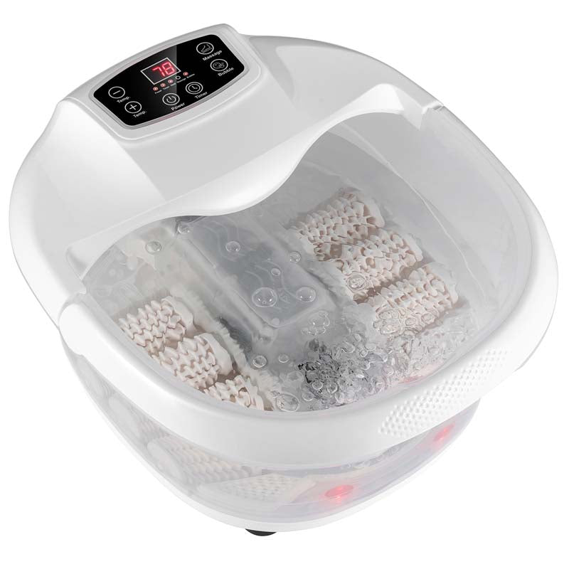 Heated Foot Spa Bath Massager with Bubbles & Rollers, Electric Foot Soaker Tub for Fatigue Release