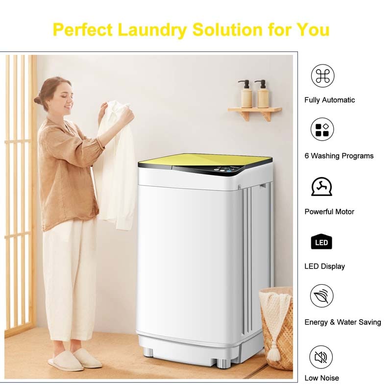 7.7 lbs Full-Automatic Washing Machine Portable Washer & Spin Dryer Built-in Germicidal UV Light & Drain Pump