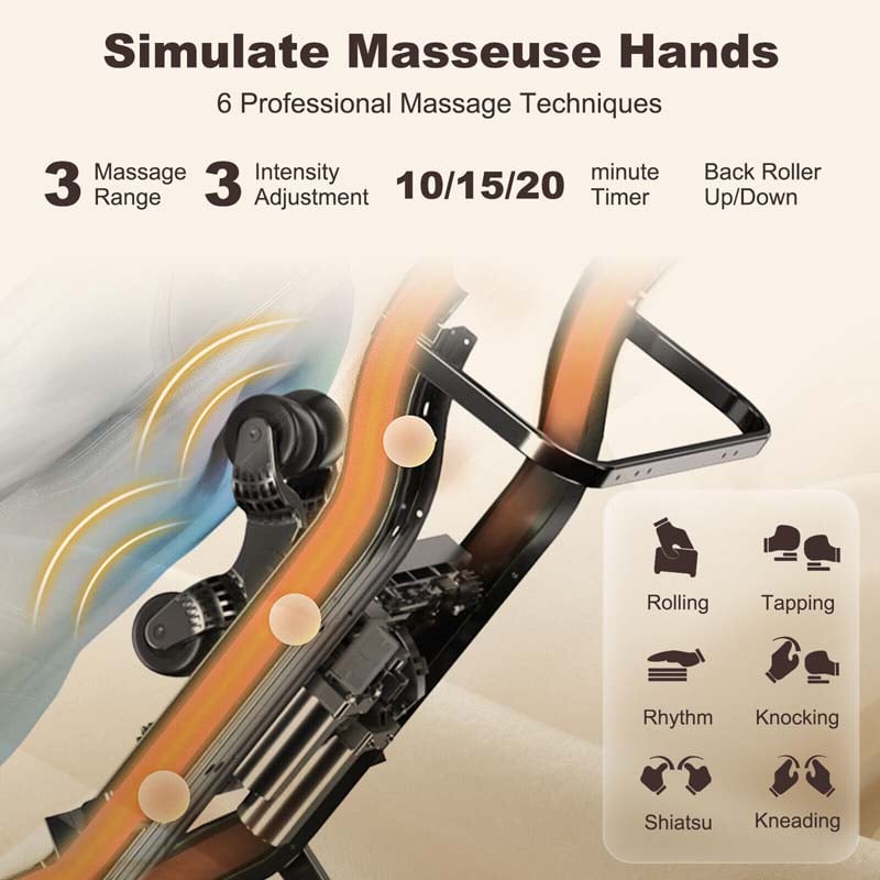 Full Body Zero Gravity Massage Chair SL Track Electric Massage Recliner with Heat, Pillow, Reversible Footrest & Automatic Shoulder Detection