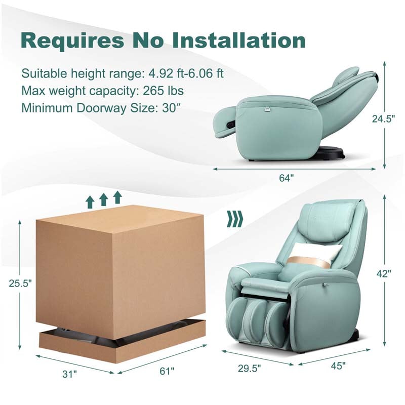 Full Body Zero Gravity Massage Chair SL Track Electric Massage Recliner with Heat, Pillow, Reversible Footrest & Automatic Shoulder Detection