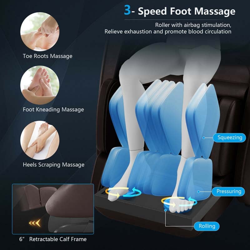 SL Track Zero Gravity Massage Chair Full Body Massage Recliner with Negative Ion Generators
