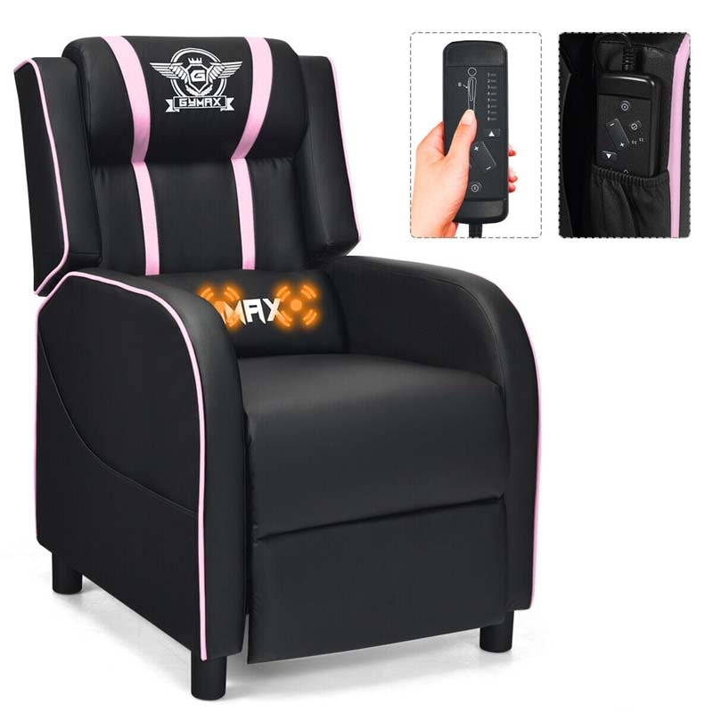 Massage Gaming Recliner Chair with Footrest, Racing Style Gaming Sofa, Lounge Sofa, PU Leather Single Sofa, Home Theater Seat