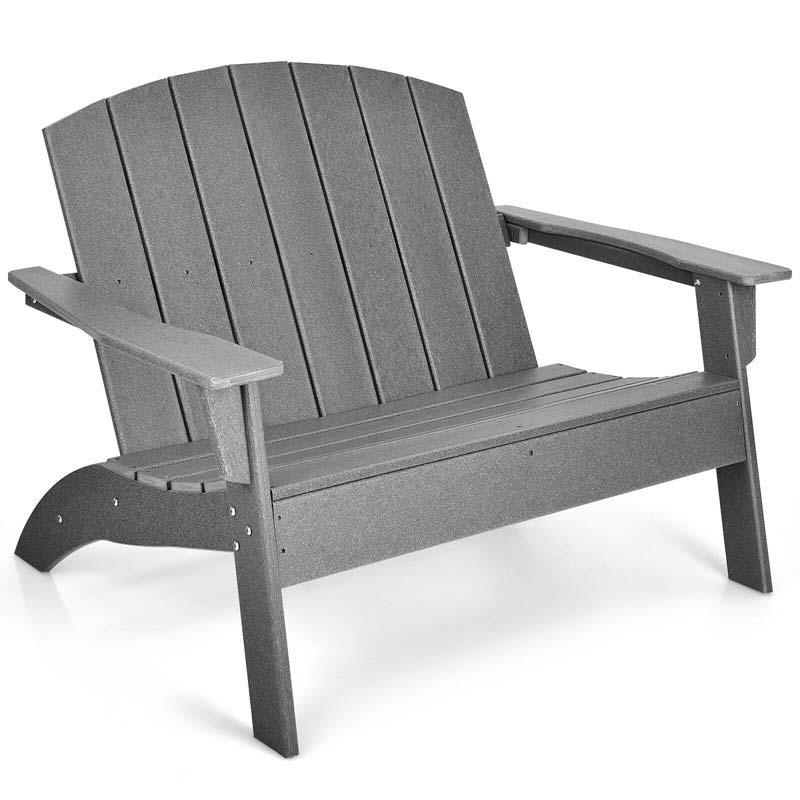 All-Weather HDPE Adirondack Chair Loveseat Outdoor Adirondack Bench for Patio Porch Garden Backyard