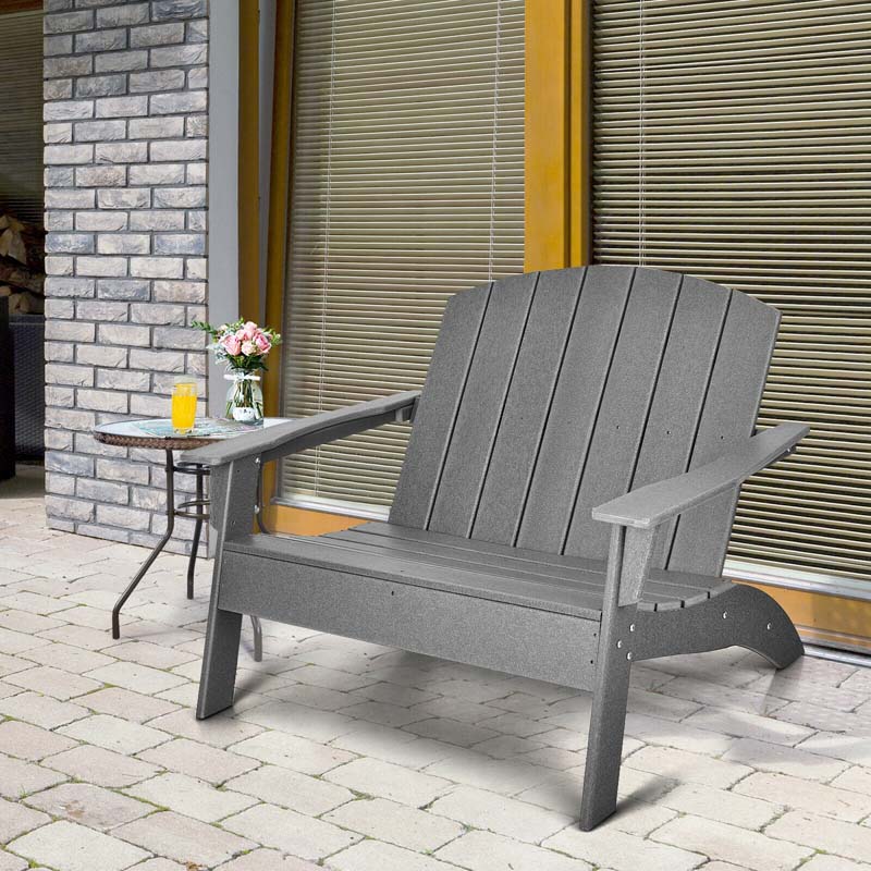 All-Weather HDPE Adirondack Loveseat, Outdoor 2-Person Patio Bench with Wide Armrests & Backrest, 660LBS Capacity for Garden, Backyard, Fire Pit