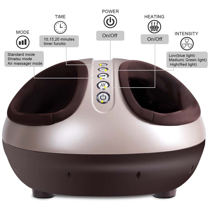 Electric Heated Foot Massager, Shiatsu Deep Kneading Plantar Feet Massage Machine for Pain Foot Muscle Relief with Auto-Off Timer