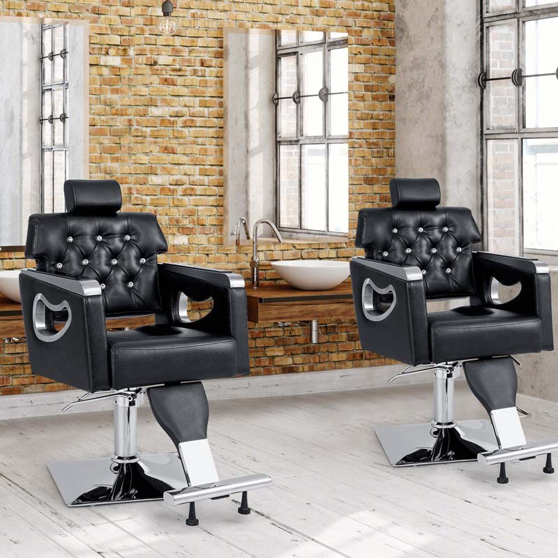 Modern Reclining Barber Chair, Adjustable Swivel Spa Makeup Tattoo Salon Chair, Hydraulic Hair Styling Chair