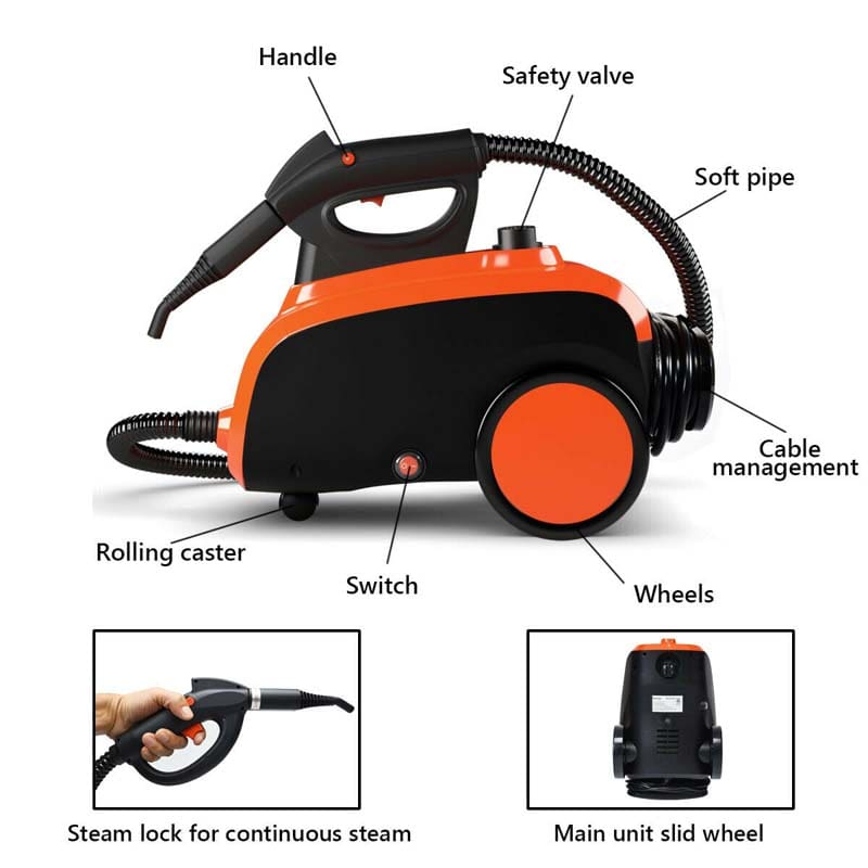 1500W Multipurpose Steam Cleaner, Heavy Duty Household Steamer Chemical-Free Floor Carpet Cleaning Machine with 1.5L Dual-Tank & 18 Accessories