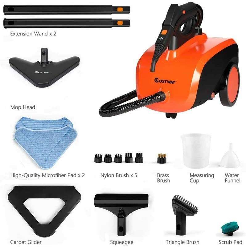 1500W Multipurpose Steam Cleaner, Heavy Duty Household Steamer Chemical-Free Floor Carpet Cleaning Machine with 1.5L Dual-Tank & 18 Accessories