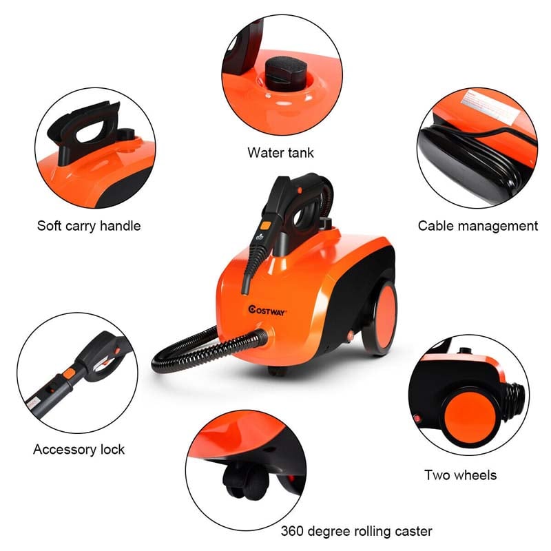 1500W Multipurpose Steam Cleaner, Heavy Duty Household Steamer Chemical-Free Floor Carpet Cleaning Machine with 1.5L Dual-Tank & 18 Accessories