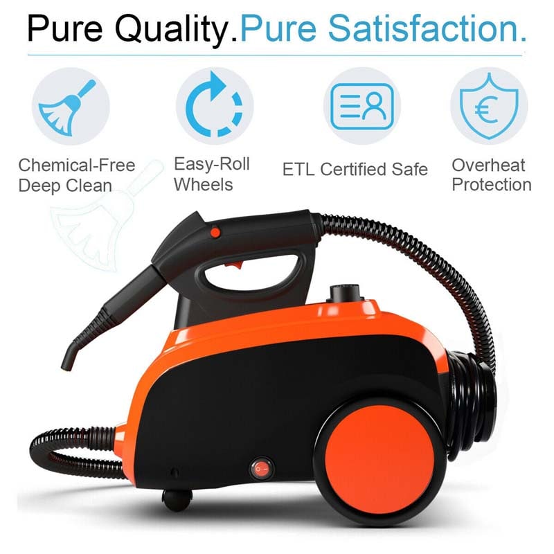 1500W Multipurpose Steam Cleaner, Heavy Duty Household Steamer Chemical-Free Floor Carpet Cleaning Machine with 1.5L Dual-Tank & 18 Accessories