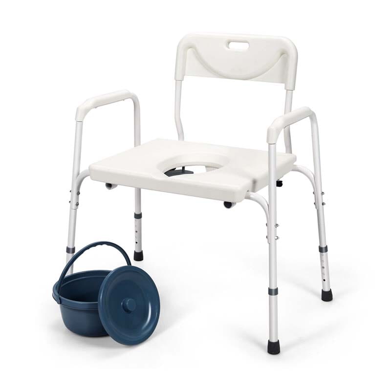 3-in-1 Bedside Commode Chair, Height Adjustable Toilet Seat, Portable Toilet Bath Shower Chair for Elders