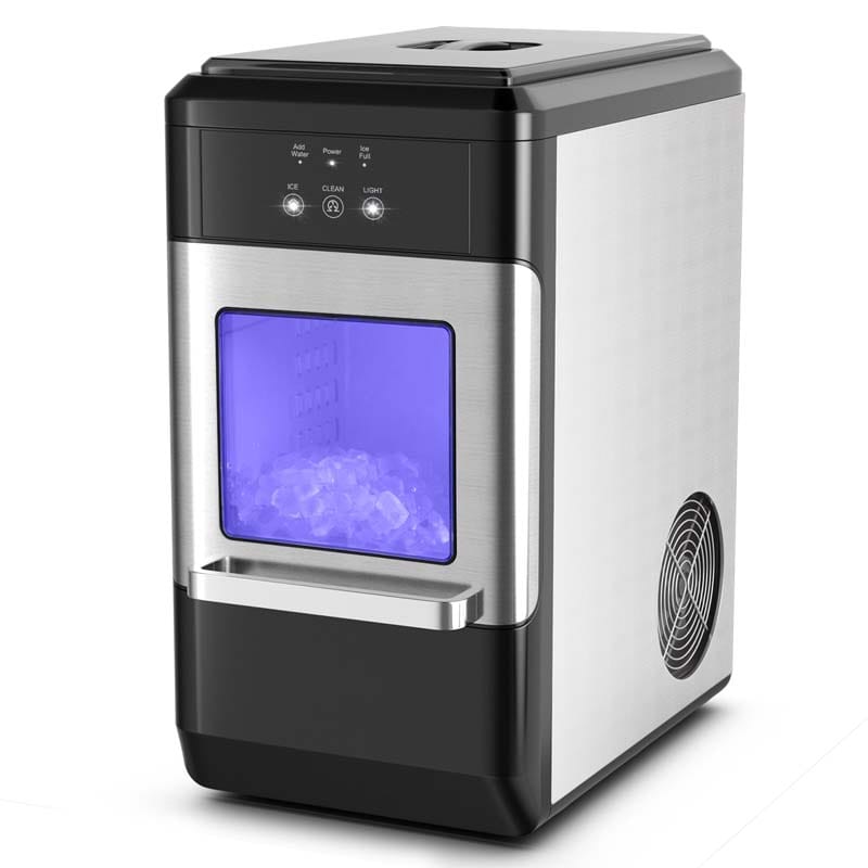 44LBS/24H Portable Nugget Ice Maker Countertop Self-Cleaning Ice Making Machine with Ice Shovel