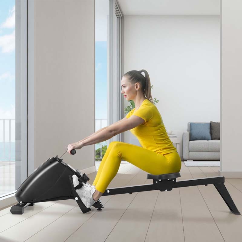 Folding Magnetic Rowing Machine with 10 Level Adjustable Resistance