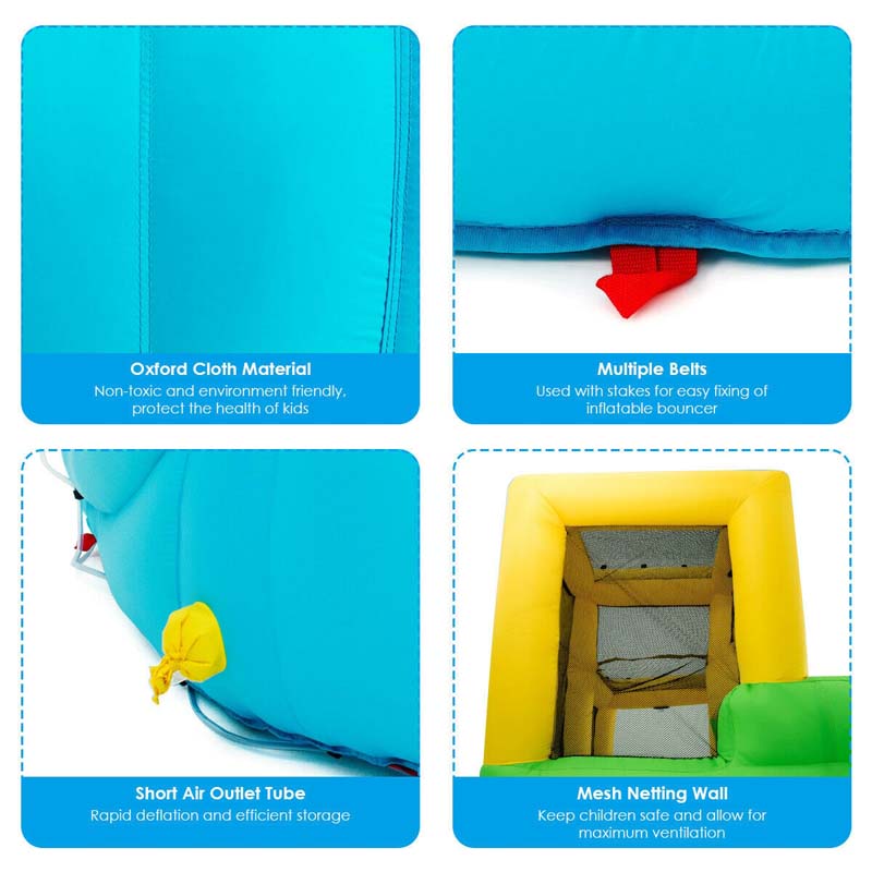 6-in-1 Giant Inflatable Water Slide Bounce House with 2 Slides, Splash Pool, Climbing Wall & Water Cannon, Blow up Water Park for Kids Backyard Fun