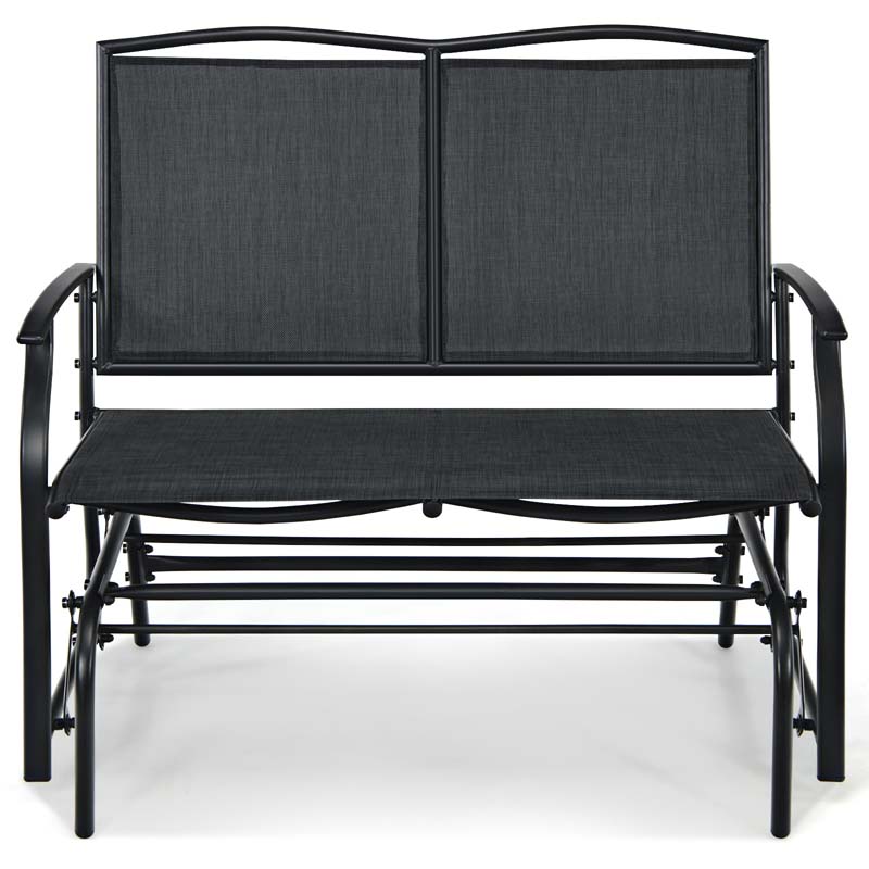 2-Person Outdoor Swing Glider Bench, Steel Frame Patio Double Rocking Loveseat Chair 400LB Capacity w/ Fabric Seat for Porch Backyard Poolside