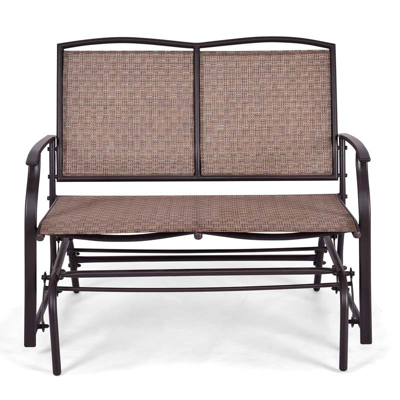 2-Person Outdoor Swing Glider Bench, Steel Frame Patio Double Rocking Loveseat Chair 400LB Capacity w/ Fabric Seat for Porch Backyard Poolside