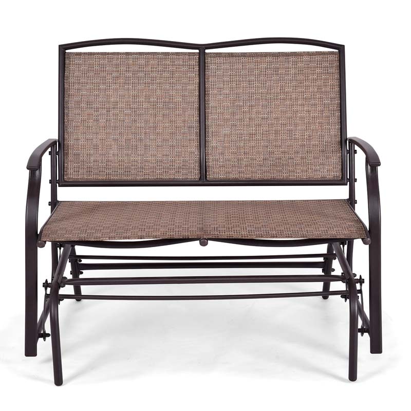 Weatherproof 2-Person Patio Swing Glider Bench Outdoor Rocking Lounge Chair Loveseat Rocker