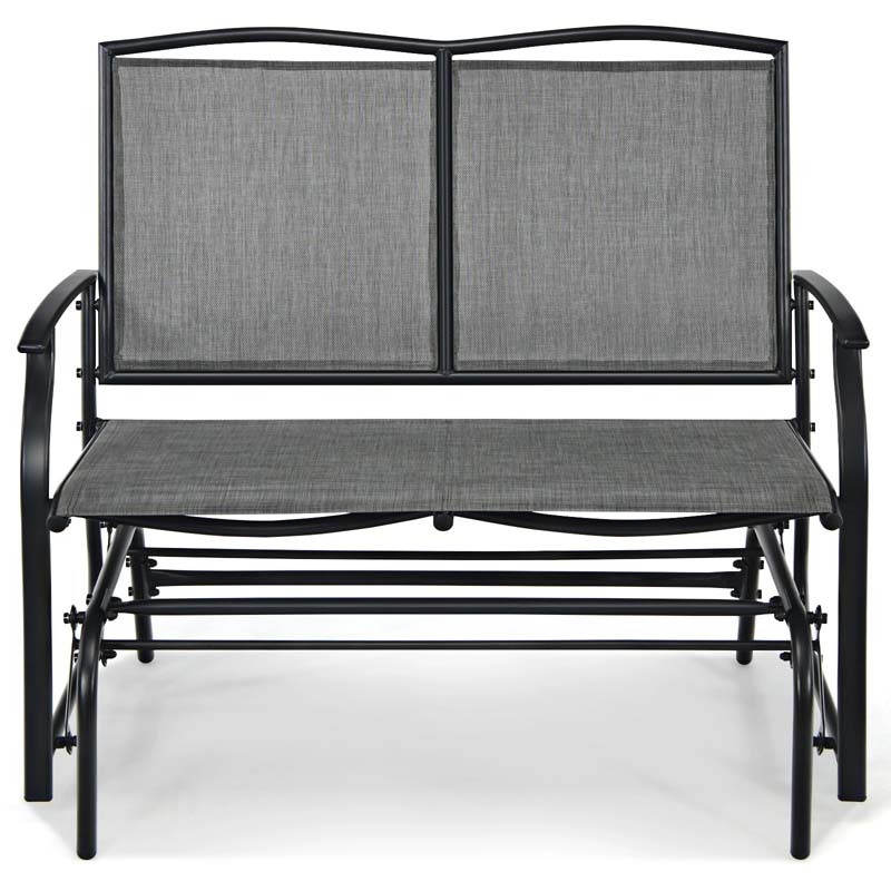 2-Person Outdoor Swing Glider Bench, Steel Frame Patio Double Rocking Loveseat Chair 400LB Capacity w/ Fabric Seat for Porch Backyard Poolside