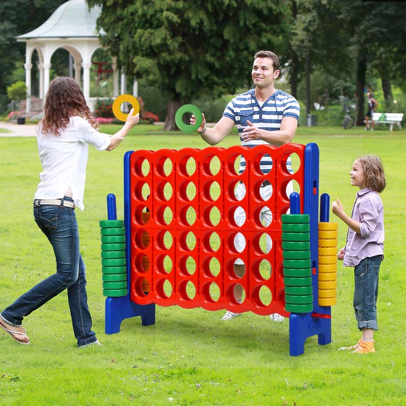 Giant 4-In-A-Row, Jumbo 4-to-Score Giant Game Set with 42 Jumbo Rings & Quick-Release Slider