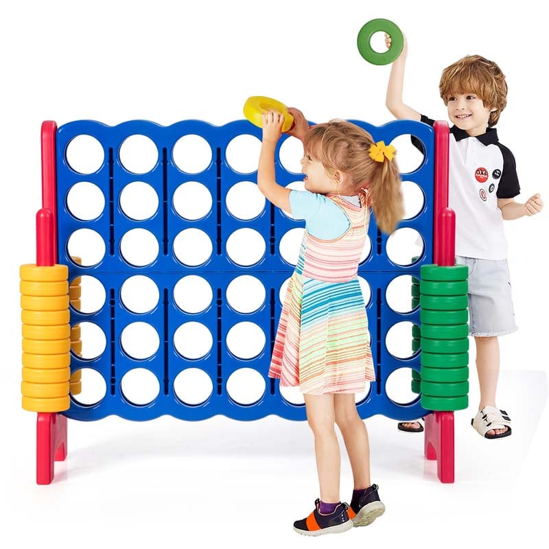 Giant 4-In-A-Row, Jumbo 4-to-Score Giant Game Set with 42 Jumbo Rings & Quick-Release Slider