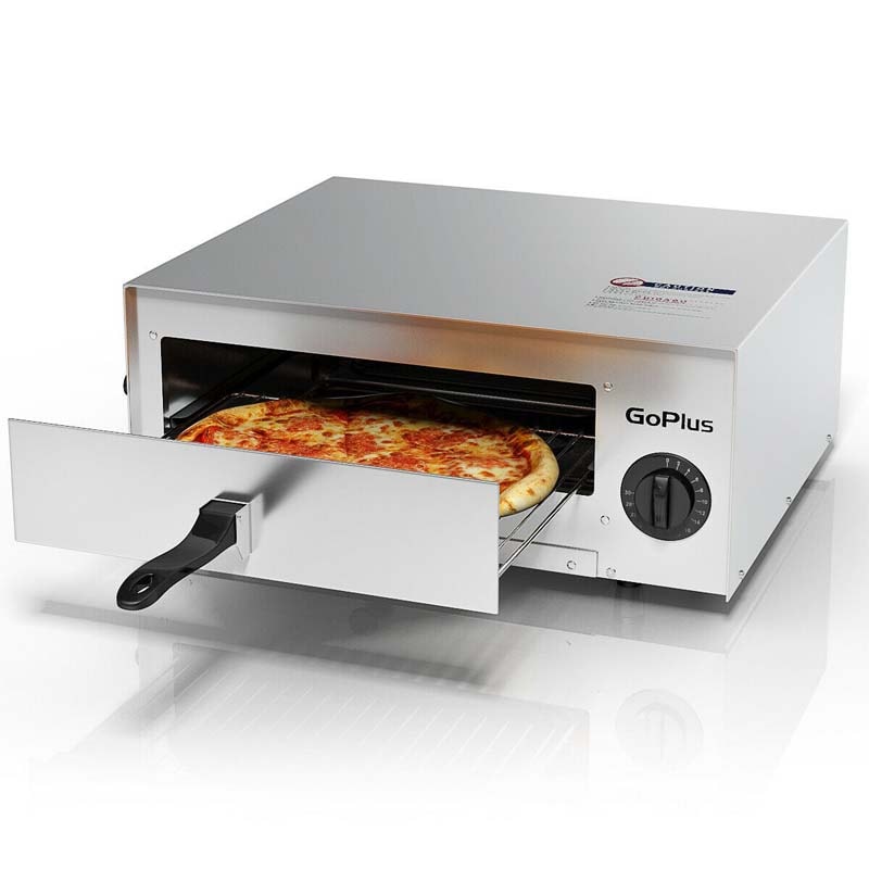 12" Commercial Pizza Oven Countertop, Stainless Steel Electric Pizza Maker & Baker, Snack Oven